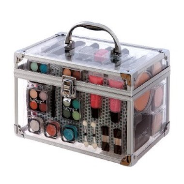 Technic Essential Large Clear Carry Case With Cosmetics